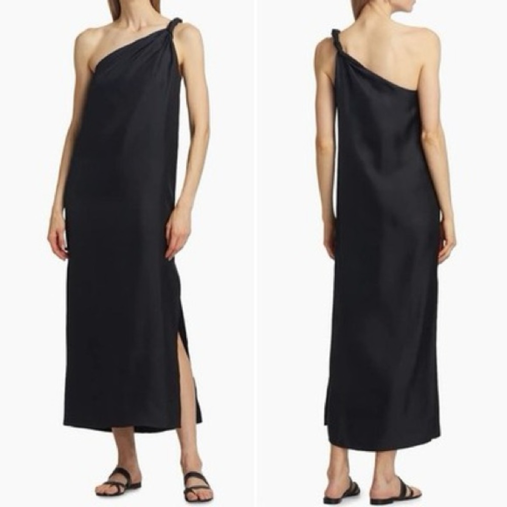 NWT Loulou de Saison Adela Silk One-Shoulder Midi-Dress Size Small